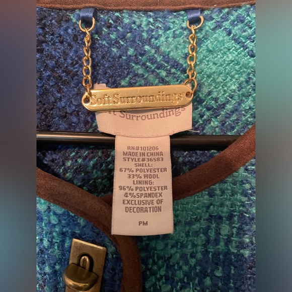 Soft Surroundings Blue Boucle Plaid Coat - Picture 4 of 6